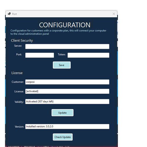 Configuration interface